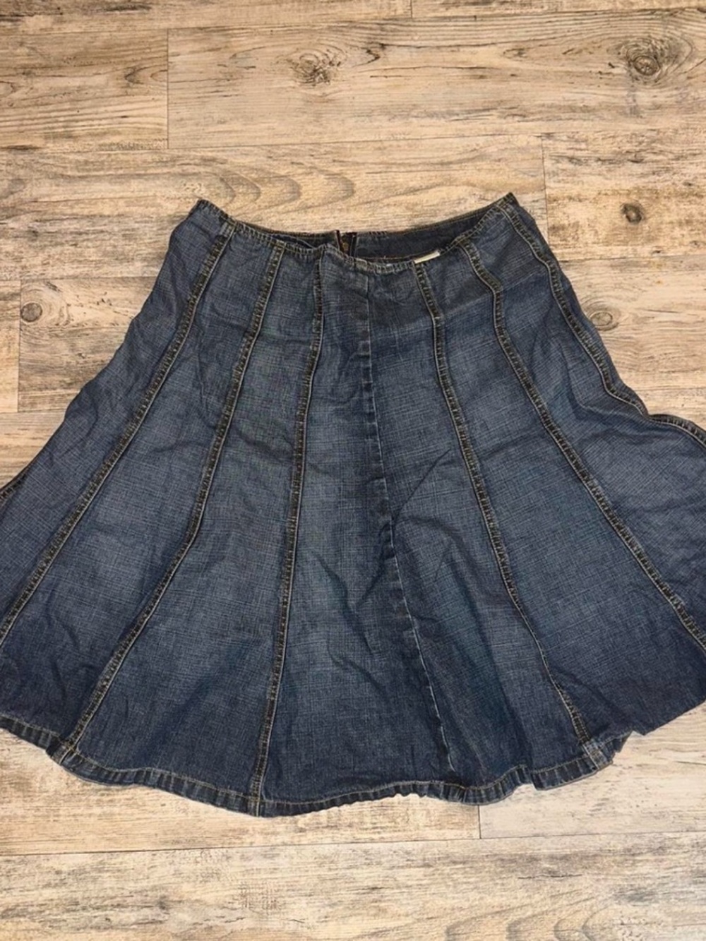 Blue Denim Panel Flare Skirt - Women